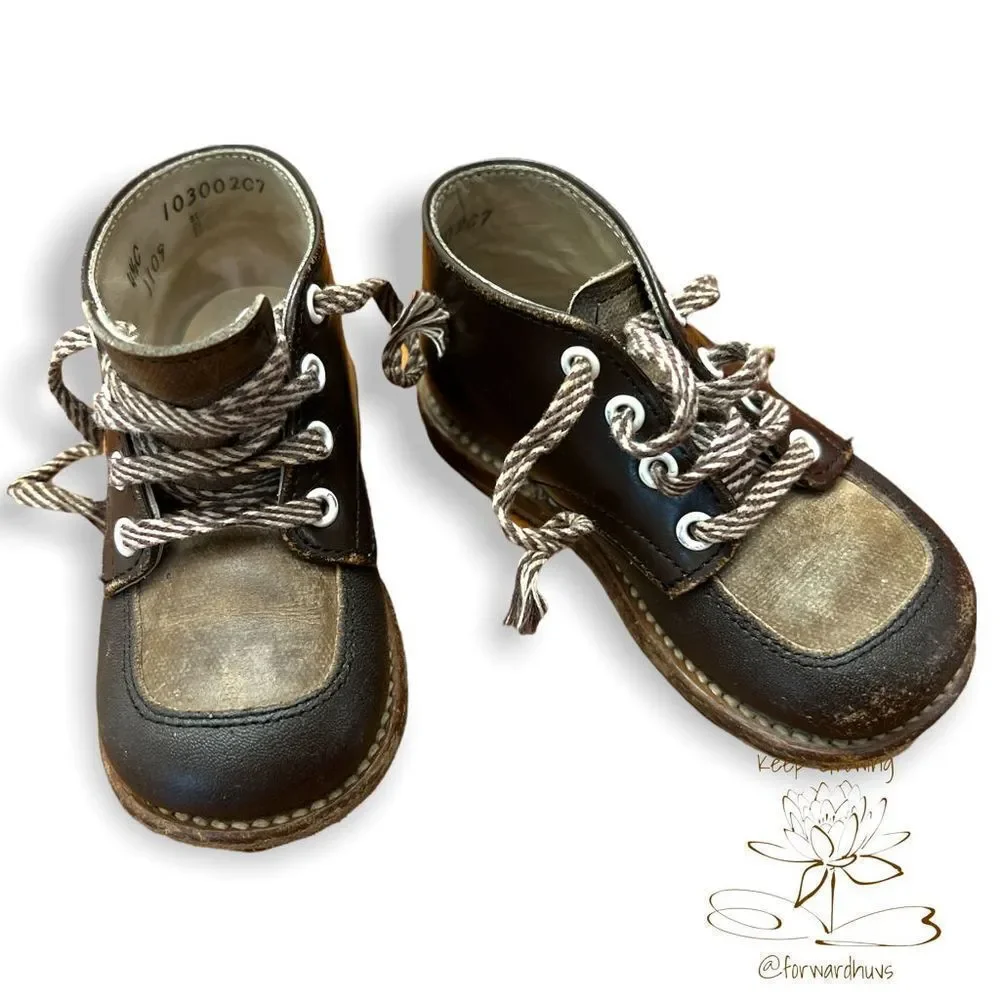Children’s Vintage Leather Hand-Crafted Baby / Toddler Shoes Size 4.5